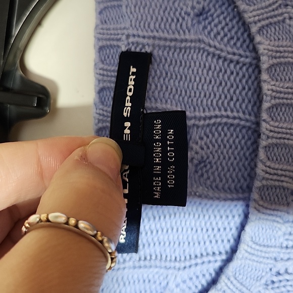 Vintage Ralph Lauren Sport periwinkle blue cable knit sweater crewneck preppy - Picture 6 of 8